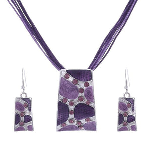 Leather Chain Enamel Jewelry Set