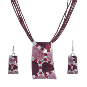 Leather Chain Enamel Jewelry Set