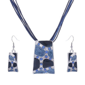Leather Chain Enamel Jewelry Set