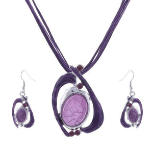 Leather Chain Enamel Jewelry Set
