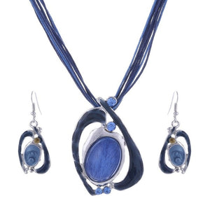 Leather Chain Enamel Jewelry Set