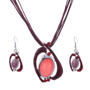 Leather Chain Enamel Jewelry Set
