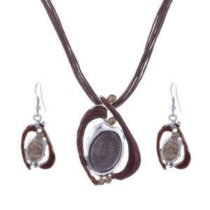 Leather Chain Enamel Jewelry Set