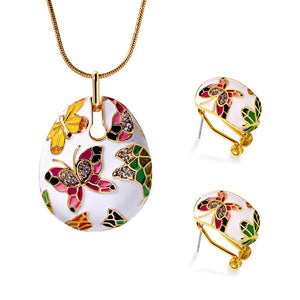 Enamel Butterfly Jewelry Set