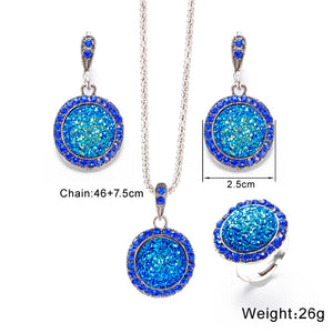 Round  Gem Jewelry Set